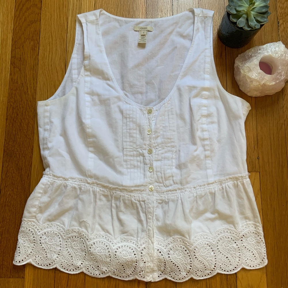 J.Crew Alyssa Cotton Eyelet Sleeveless Top